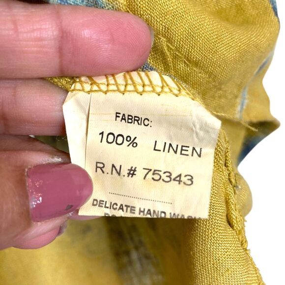 Bellambra Made in Italy Linen Tie Dye Blouse Yellow Blue Flowy Beachy Top Size S - Picture 8 of 11